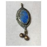 Silver Navajo blue turquoise pendant   .280oz