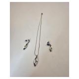 Zuni Pendant on 16" Chain with matching Earrings