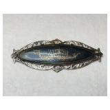 Siam Nielloward Royal dragon boat brooch  marked