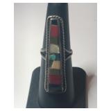 Silver Luni multicolor stones size 5.5.