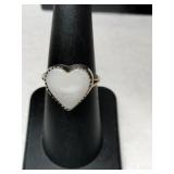 Silver native American heart mother of Pearl Ring