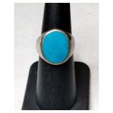 Silver turquoise ring.  Size 6.   .190oz