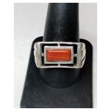 Silver Coral ring.  Marked 925.  Size 10   .325oz