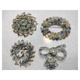 Silvertone multicolor brooches