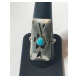 Silver Zuni turquoise Ring size 8.5.    .150oz