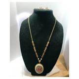 West Germany gold tone sugared flower faux Pearl