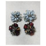 West Germany light blue beaded cluster clip-ons