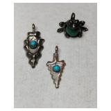 Silver Navajo turquoise pendant   .305oz