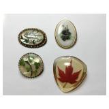 resin and porcelain brooches