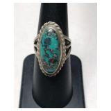 Silver Navajo turquoise ring size 6     .210oz