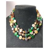 Multicolor agate 3 strand  chunky beaded