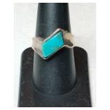 Silver native American turquoise ring  marked