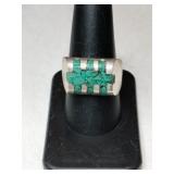 Silver native American turquoise ring size 9