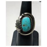 Silver Navajo turquoise ring size 5.5.    .300oz