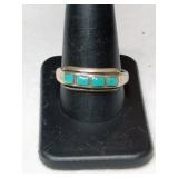 Silver turquoise band  ring.  Size 10   .140oz