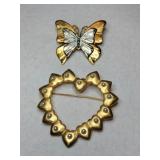 Givenchy gold tone heart-shaped brooch  signed