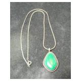 Chain not silver Necklace silver green pendant