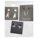 3 pair silver native American earrings  unmarked