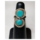 Silver Navajo turquoise Stone ring    size 3