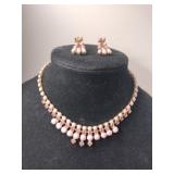 Vintage gold tone pink stone necklace with screw