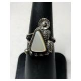 Silver Navajo mother of pearl Ring size 5.