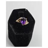 10k Pear Amethyst ring size 5  3 grams