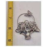Silver Flower Basket Brooch by Lang marked