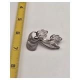 Silver Filagree Flower Brooch marked Germany  5