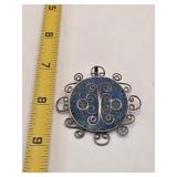 Taxco Silver and Turquoise Brooch /Pendant  14