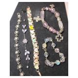 Multicolor beaded and metal bracelets