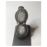 Silver native American mother of pearl ring