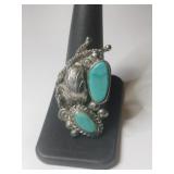 Silver Navajo turquoise Ring size 9.5  .375oz