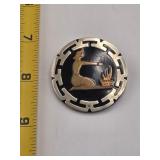Silver, Copper and Enamel Brooch mark unknown 12