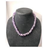 Chunky raw Amethyst chip necklace metal spacers