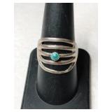 Silver native American turquoise Ring size 8