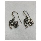 Silver ape dangle earrings marked 925.