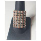 Silver native American coral ring size 8