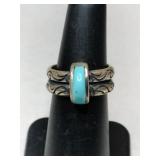 Silver Navajo turquoise Stone ring Marked 925