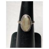 Silver Navajo moons Stone ring. Size 4.5   .085oz