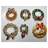 Christmas wreath brooches
