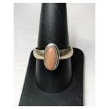 Silver peach moonstone  Ring size 9   .230oz