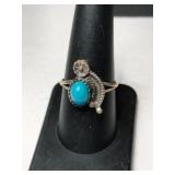 Silver Navajo turquoise Ring size 8.5    .085oz