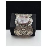 Sterling and Agate Cuff Bracelet unmarked 61.4