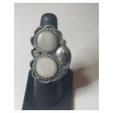 Silver native American mother of pearl ring size