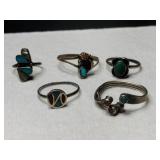 5 silver mixed stones  rings mixed sizes.