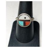 Silver zuni sunface multicolor Ring size 8 .5