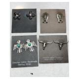 Silver native American earrings Marked Sterling.