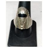 Silver Indian Head black onyx  ring.  Size 9.5