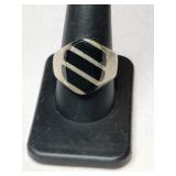 Silver black onyx. ring.  Marked alpaca Size 9.5