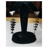 Silver mother of pearl dangle earrings Marked